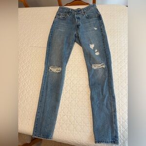 Levi's Blue Distressed Skinny Jeans. 501s - only worn a few times